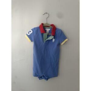 Boys Ralph Lauren Big Pony Polo Romper Shortall 9 Months
